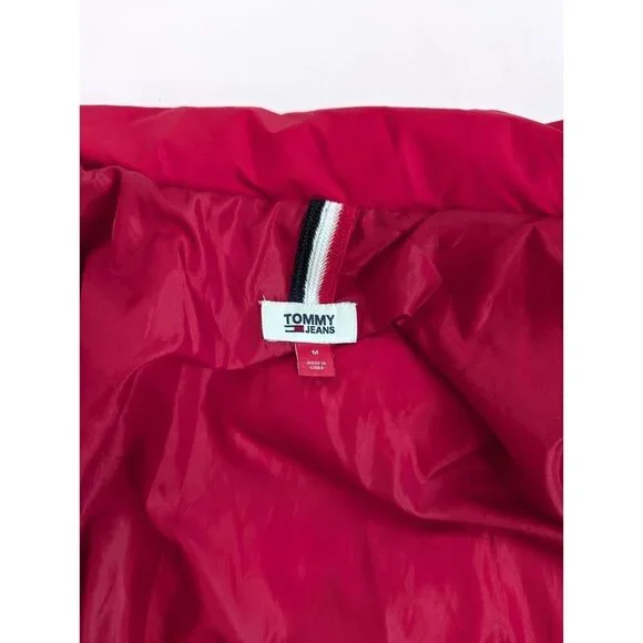 Tommy Hilfiger Tommy Jeans Cropped Women's Red Puffer Jacket Size M - Picture 9 of 15